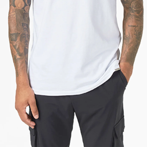 T-shirt uni pas cher pour homme, 100% coton, séchage rapide, respirant, coupe classique, sport, manches courtes, impression personnalisée du logo sur le devant - Product Image 2