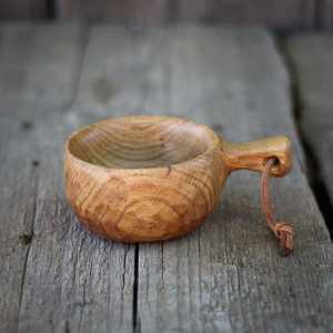 Antique Wooden Kuksa Cup with Ergonomic Handle Handcrafted Eco-Friendly Modern Bar Coffee Mug Orion Handicraft - Product Image 1