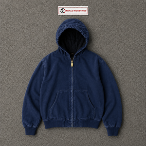 <b>Navy</b> <b>Blue</b> Washed Zip Up Hoodie Vintage Oversized Streetwear Hooded <b>Jacket</b> Acid Wash Full Zipper Relaxed Fit Casual Autumn Wear - Product Image 5