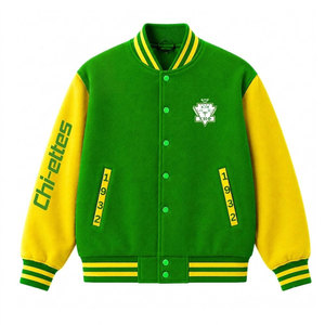 เสื้อแจ็คเก็ตวาร์ซิตี้ชมีอีต้าฟี สีเขียวและเหลือง ปักลายตัวอักษรกรีก สไตล์วิทยาลัย แบบเบสบอล เสื้อแจ็คเก็ตผู้หญิงชมีอีต้า - Product Image 4