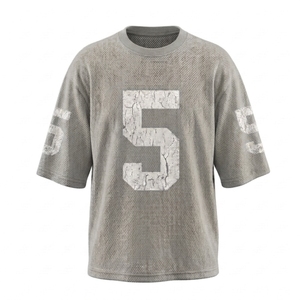 High Quality Custom Printed Oversized American Football Fans Sportswear Single Layer Mesh Jersey Loose Fit Plus Size <b>Tshirts</b> - Product Image 1