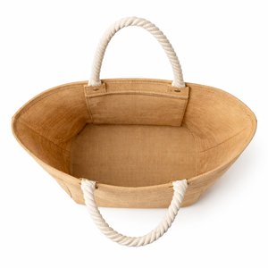 Eco Friendly Jute Tote <b>Bag</b> with Rope Handle Reusable Shopping <b>Beach</b> <b>Bag</b> <b>Large</b> Capacity Natural Fiber Tote - Product Image 2