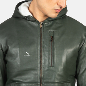 Men's Genuine Leather Jacket Custom Color <b>Slim</b> Fit Winter <b>Coat</b> Casual Bomber Motorcycle Style High Street Fashion Front Logo - Product Image 4