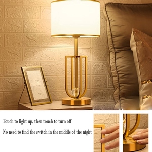 Lampe de table en métal doré de luxe nordique, abat-jour en tissu moderne, lumière LED pour chevet, chambre d'hôtel, salon, décoration intérieure - Product Image 4