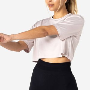 Camiseta Deportiva Personalizada con Estampado, Top Corto Holgado para Mujer, Camiseta Holgada de Manga Corta, Tops Cortos de Algodón - Product Image 6