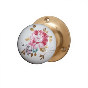 Round Porcelain <b>Door</b> <b>Knob</b> Floral Design Cabinet Furniture Handle Modern Style Easy Installation Home Office Wardrobe Use - Product Image 5