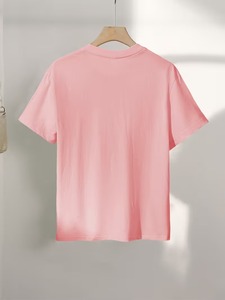 เสื้อยืดแขนสั้นผู้ชายสีชมพู พิมพ์ลายการ์ตูนกาแฟ คอกลม ทรงลำลอง ผ้าเจอร์ซีย์คอตตอน 100% สไตล์สตรีทแวร์ - Product Image 2