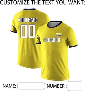 Camiseta de Fútbol de Ecuador para Hombre, Personalizable con Nombre y Número, Amarilla, Manga Corta, Absorbente de Humedad, Ropa Deportiva de Poliéster, Uniforme de Fútbol - Product Image 2