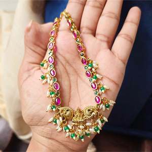 Trendy Designer Gold Plated Zircon and Pearl Earring Set for Wedding - Product Image 4