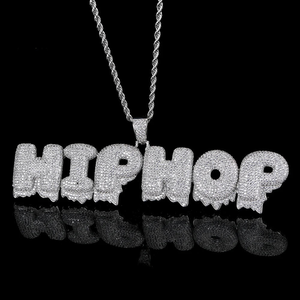Pendentif Moissanite WIPWOP style Hip Hop Drip, Collier Prénom en Argent 925 Iced Out - Product Image 1