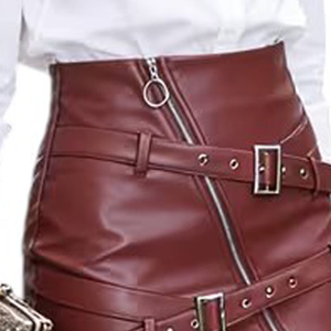 Minifaldas de PU de Cintura Alta con Doble Cinturón, Diseño Único, Novedad en Moda Urbana de Alta Calidad, Servicio OEM ODM - Product Image 6