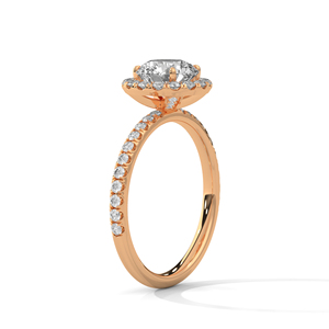 Bague en or rose 14 carats au design délicat, ornée d'un diamant de laboratoire de forme ronde brillante et d'accentuations latérales serties de diamants. - Product Image 2