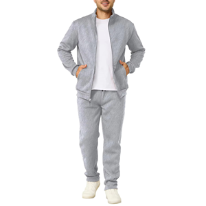 Ensemble de survêtement gris uni à manches longues avec capuche et poches latérales, respirant, écologique, décontracté, pour l'automne - Product Image 2