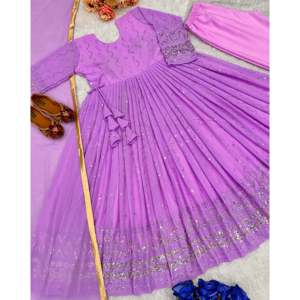 Magnifique robe Anarkali pour soirée, avec pendentif et dupatta - Product Image 5