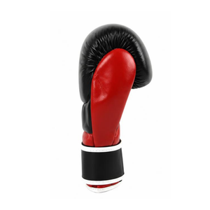 Gants de boxe pour l'entraînement et le sparring, en cuir PU rouge et noir, avec paume ventilée et fermeture Velcro à boucle et crochet pour le poignet - Product Image 4