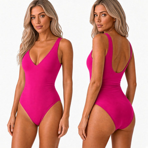 Maillot de bain personnalisé à col en V pour femme, avec impression de surface sur mesure, maillot de bain d'été pour femme, style maillot de bain, tenue de vacances - Product Image 1