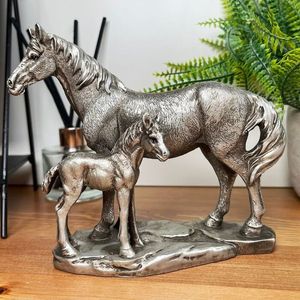 Escultura contemporánea de caballo en aluminio fundido, elegante gallo metálico, arte equino decorativo para interiores sofisticados - Product Image 4