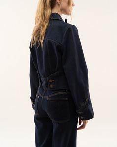 Women Light Wash <b>Denim</b> <b>Jacket</b> Regular Fit Button Front Embroidered Casual Eco-Friendly Breathable Autumn Style Solid Color Coat - Product Image 2