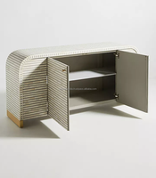 Vente en gros de meubles indiens pour salon, armoire de rangement moderne de luxe en bois massif avec incrustation d'os, buffet à pieds en métal