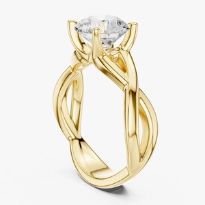 Bague de fiançailles solitaire torsadée en or jaune 9 carats avec diamant de laboratoire rond de 2 carats, bijoux de mariée personnalisés en gros - Product Image 4