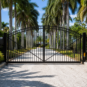 Portail d'entrée en métal noir cintrée, simple, en fer forgé, pour la sécurité des villas, des propriétés et des jardins - Product Image 4