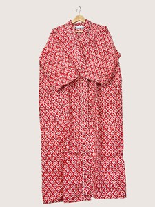 Bata Larga Estampada Floral para Mujer, Manga Corta, Cuello Mandarín, 100% Poliéster, Suave, Informal, para Verano, con Cierre de Cordón - Product Image 5