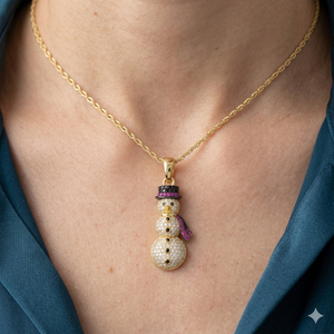 Trendy 10K <b>Solid</b> Gold Cartoon Iced Vintage Winter Snowman Charms Pendants Custom Moissanite Diamond Hip Hop Unisex Gift <b>Necklace</b> - Product Image 2