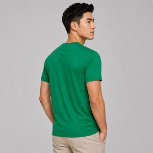 T-shirt blanc uni 100% coton pour homme, col en V, coupe classique, sur mesure, écologique, séchage rapide, tricoté, respirant - Product Image 2