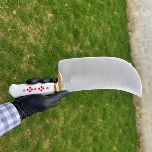 Cuchillo de Carnicero de Alta Resistencia PK-FN-W, Hoja Curva Plateada, Mango Blanco, Remaches Decorativos Rojos, Empuñadura Dorada, Herramienta para Cortar Carne - Product Image 5