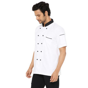 Men's White Short Sleeve High Visibility Work Coverall <b>Black</b> Collar Breathable Cotton Workwear Uniform - Product Image 5