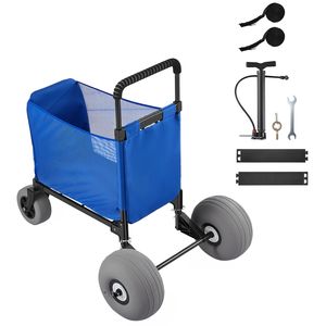 Carreta de Playa Plegable con Ruedas de 12 Pulgadas Resistentes, Capacidad de Carga de 165 Libras, Ruedas Grandes, Carrito de Almacenamiento para Arena, para Camping - Product Image 1