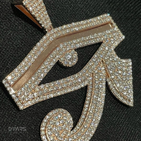 Pendentif de protection égyptien de luxe pour homme, en argent sterling 925 plaqué or 18 carats, avec moissanite VVS Iced Eye Horus, certifié GCI IDGL