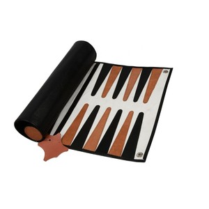 Jeu de backgammon de voyage de luxe en cuir enroulable avec dés et jetons, jeu de backgammon de voyage en daim premium pour adultes - Product Image 3