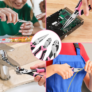 INTENSE SURGICAL INSTRUMENTS 3PCS Stainless Steel Pink Ribbon <b>Pliers</b> <b>Set</b> Needle Nose Diagonal Cutter Slip Joint <b>Pliers</b> Jewelry - Product Image 6