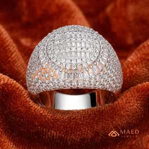 Moissanite <b>Ring</b> Men Hip Hop 925 Sterling Silver Baguette Halo Cluster <b>Ring</b> <b>Iced</b> Out Luxury Statement Jewelry - Product Image 1