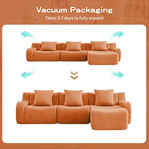 Divano a 3 Posti in Tessuto Teddy di Alta Qualità, Design Antiscivolo, Braccioli Curvi, Chaise Longue Aerodinamica, Senza Montaggio, per Soggiorno - Product Image 6