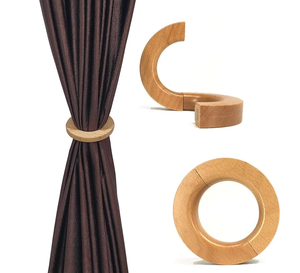 Wood <b>Tieback</b> Ring With Magnetic Ring Decorating Wooden Curtain <b>Tieback</b> Curtain Hooks Wholesale Price - Product Image 1