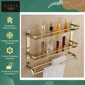 Made in India Eco-Friendly Stainless Steel 304 Rustproof Wall Mounted Bathroom Wall Shelf Organizer <b>Rack</b> <b>Storage</b> Towel <b>Rack</b> - Product Image 2