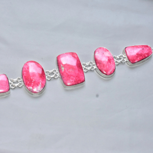 Premium Grade Thulite <b>Bracelet</b> Silver Plated S. F. <b>GEMS</b> EGL Certified Rajasthan Yellow & Brown Jewelry - Product Image 2