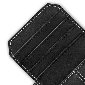 Black Pu Leather <b>Wallet</b> Button Closure Zipper Unisex Casual Style Solid Color Four Seasons Use Digital Printing Customizable - Product Image 4