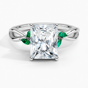 BOJ <b>Ring</b> 068 Radiant Cut <b>925</b> <b>Silver</b> Engagement <b>Ring</b> <b>With</b> Emeralds Diamond <b>Ring</b> 2ct D Color VVS1 Moissanite GRA Certified Sale - Product Image 1