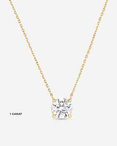 14k <b>Solid</b> <b>Gold</b> Round Lab Grown Diamond <b>Pendant</b> Necklaces Minimalist Everyday Luxury Delicate Dainty Cable Chain Charms Wholesale - Product Image 1