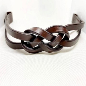 Bande de sourcils de cheval en cuir tressé à la main, noir, marron, nouvelle collection - Product Image 3