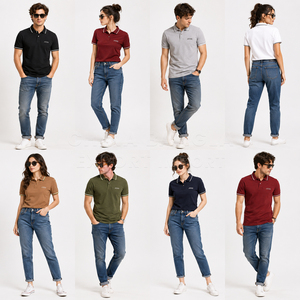 Polo personnalisé pour homme et femme, couleur unie, en coton tricoté, décontracté, respirant, coupe classique, lot en stock - Product Image 3