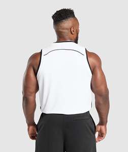 Camiseta sin mangas con diseño de rayas y cuello redondo para hombre, top de entrenamiento pesado, chaleco oversize para hombre - Product Image 3