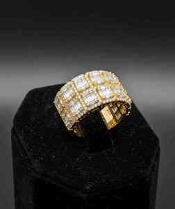 <b>Mens</b> Round Yellow Gold Hip Hop <b>Ring</b> Iced Out Diamond Style 925 Sterling <b>Silver</b> or 10K 14K Gold Finish Streetwear Statement <b>Ring</b> - Product Image 3