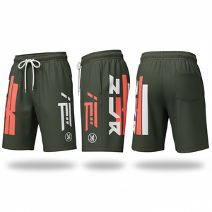 Men's Navy Blue Sport <b>Shorts</b> With Orange <b>White</b> Side Stripe Drawstring Waist Quick Dry Athletic Wear - Product Image 6