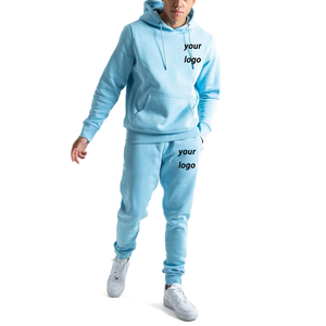 Sweat-shirt à capuche surdimensionné pour homme en coton épais 420 g/m² bleu clair avec cordon de serrage en molleton épais 100 % coton - Product Image 1