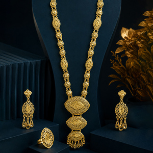 Juego de Joyería Largo de Diseño Turco en Oro Laminado de 14K, 18K y 24K al por Mayor, Conjunto de Joyería Nupcial Tradicional, Estilo Dubái, Joyería de Moda - Product Image 1