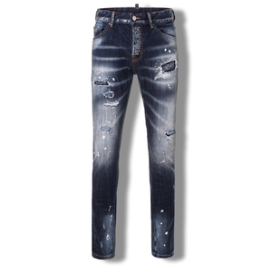 Classic High Rise Skinny Patchwork <b>Jeans</b> for <b>Man</b> Wholesale Price Washed Denim Pant New Arrival Street-Wear Style Printed Logo - Product Image 1